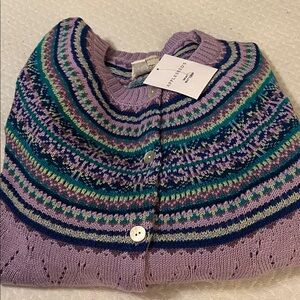 Appleseed’s Patterned Purple Cardigan Sweater